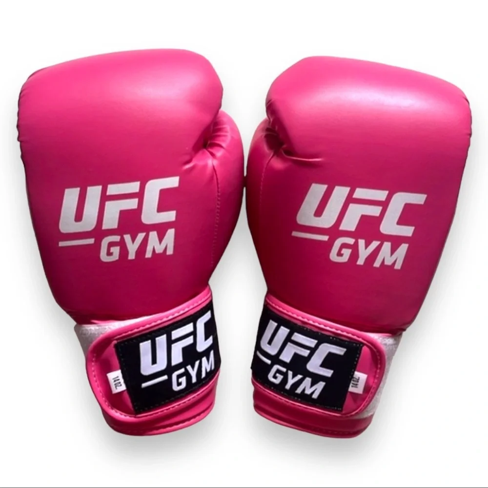UFC Gym Premium Pink Women’s Training Sparring Gloves Hand Wraps & Red Bag Set
